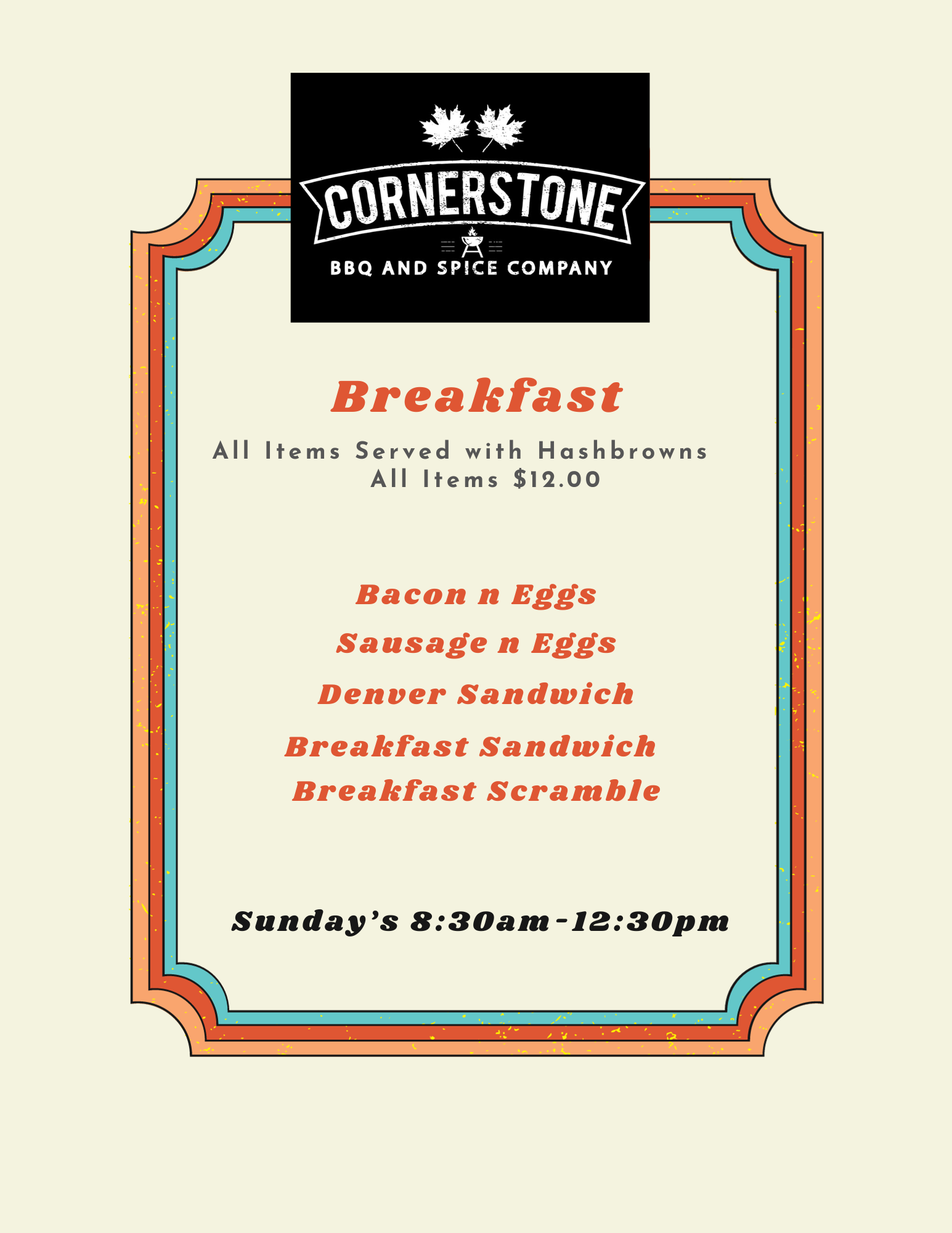 Cornerstone Breakfast Menu